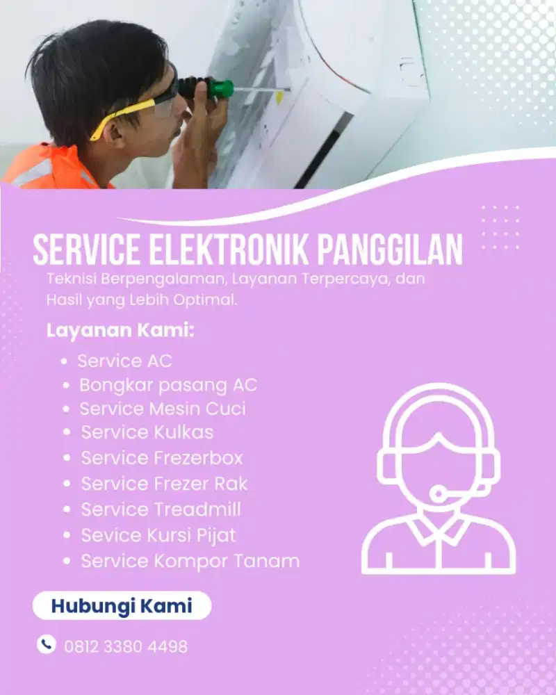 Service AC Kulkas Mesin Cuci Bongkar Pasang AC Treadmill Kursi Pijat