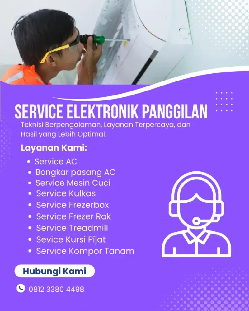 Service Kulkas Kursi Pijat Pasang AC Servis AC Mesin Cuci Treadmill