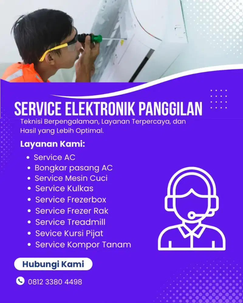 Service AC Kulkas Mesin Cuci Bongkar Pasang AC Kurdi Pijat Treadmill