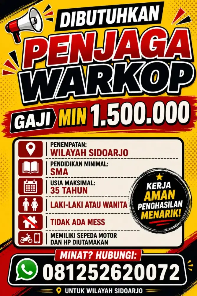 DICARI  KARYAWAN UTK JAGA WARKOP
