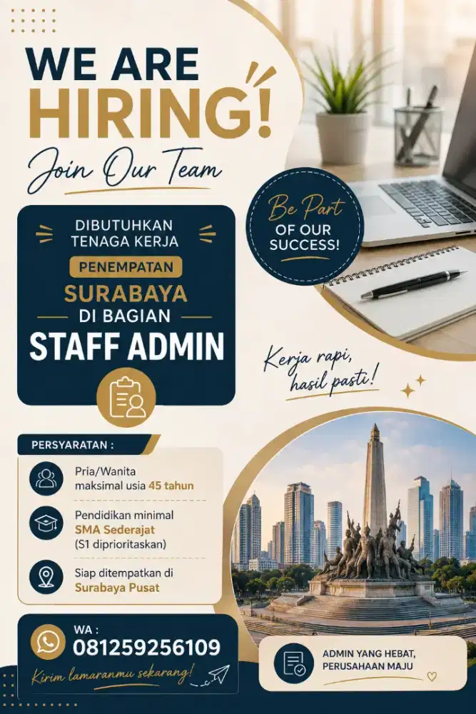 dibutuhkan tenaga kerja staf admin Surabaya