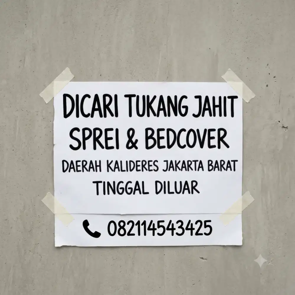 Dicari tukang jahit sprei daerah kalideres jakbar