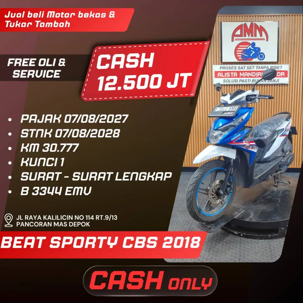 BEAT SPORTY CBS 2018 PAJAK ON BISA TUKAR TAMBAH/PAKAI CC/PAYLATER