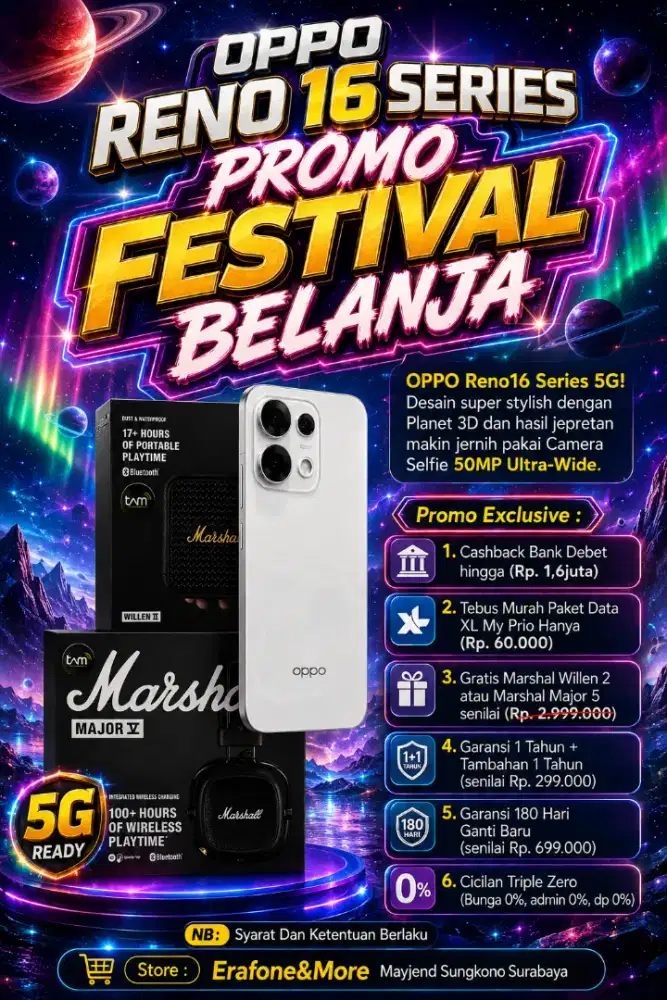 Oppo reno 16f series.. cashback bank upto 1,6jt