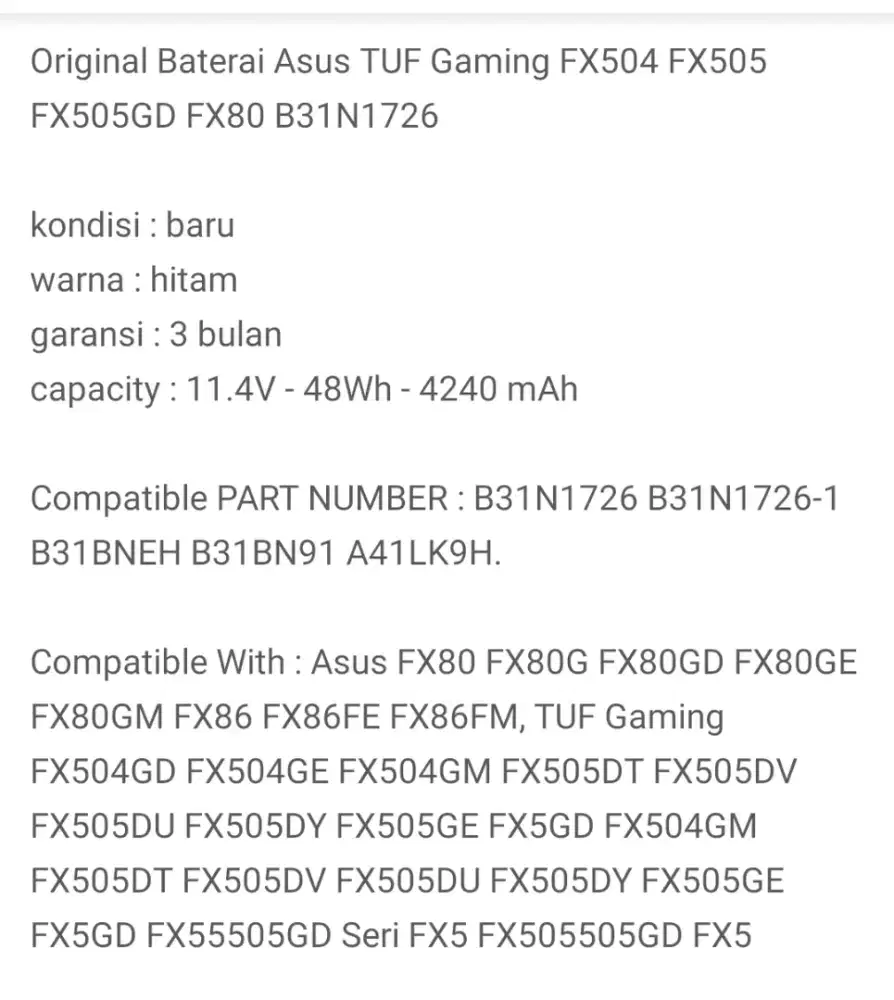 BATTER ASUS TUF ORI