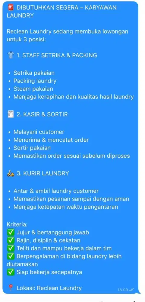 Pekerja Laundry
