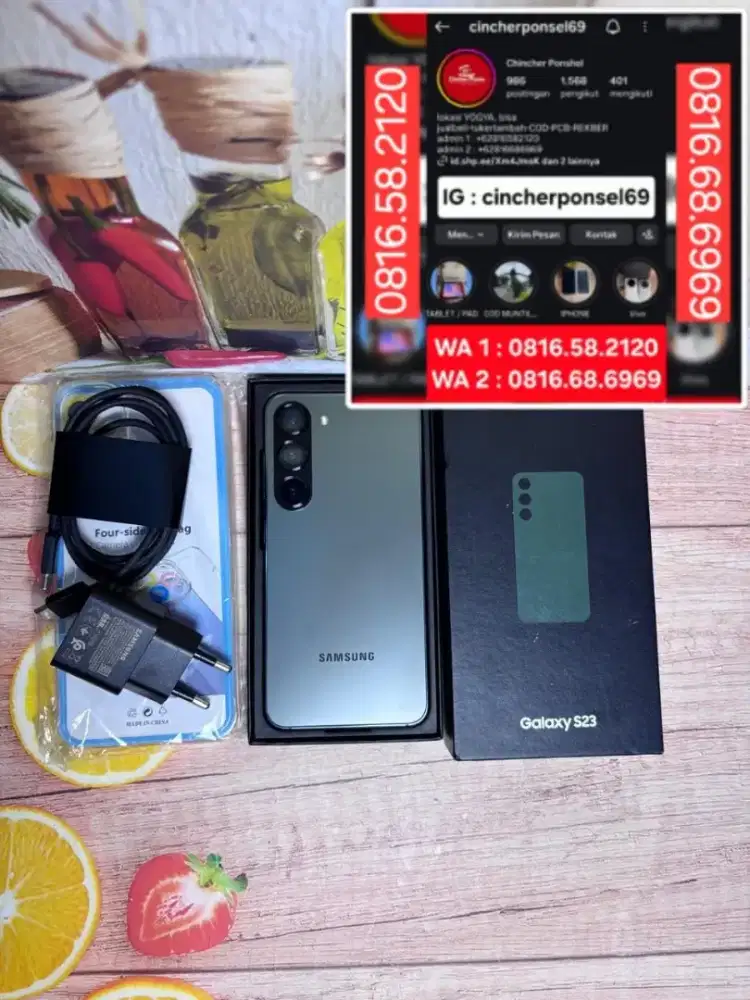 Jual hp Samsung s23 8/256 istimewa free adaptor n case