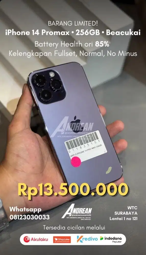 Second Iphone 14 Pro Max 256GB Bea Cukai