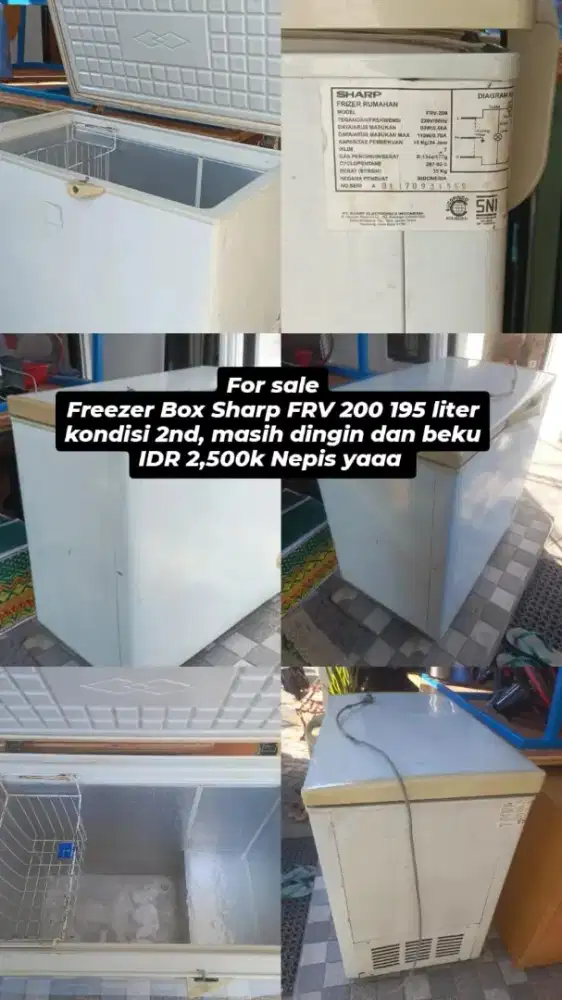 Ice chest Sharp 195 liter beku