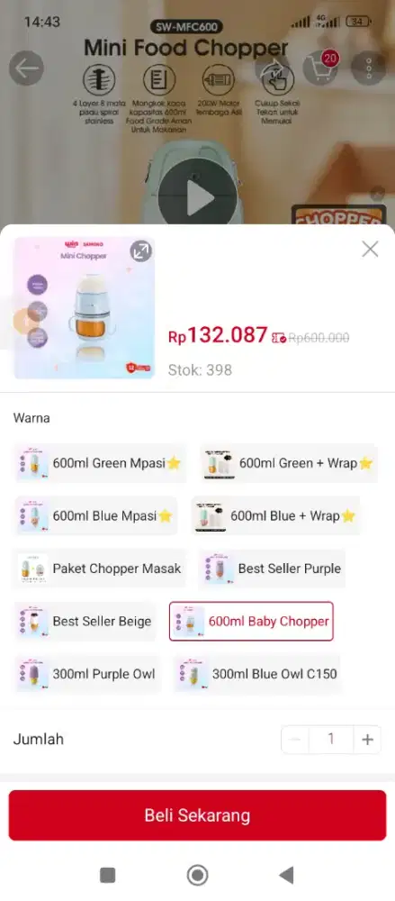 Chopper bumbu daging MPASI samono