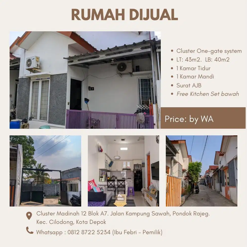 Rumah Dijual Cepat Murah Nego BU dalam Cluster Madinah 12 Depok