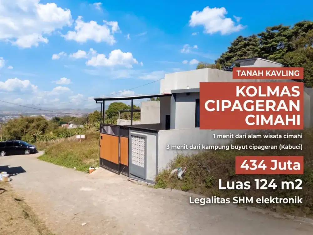 Tanah Kavling SHM 124 m² Kolonel Masturi Cipageran Cimahi Dekat Alam Wisata Cimahi
