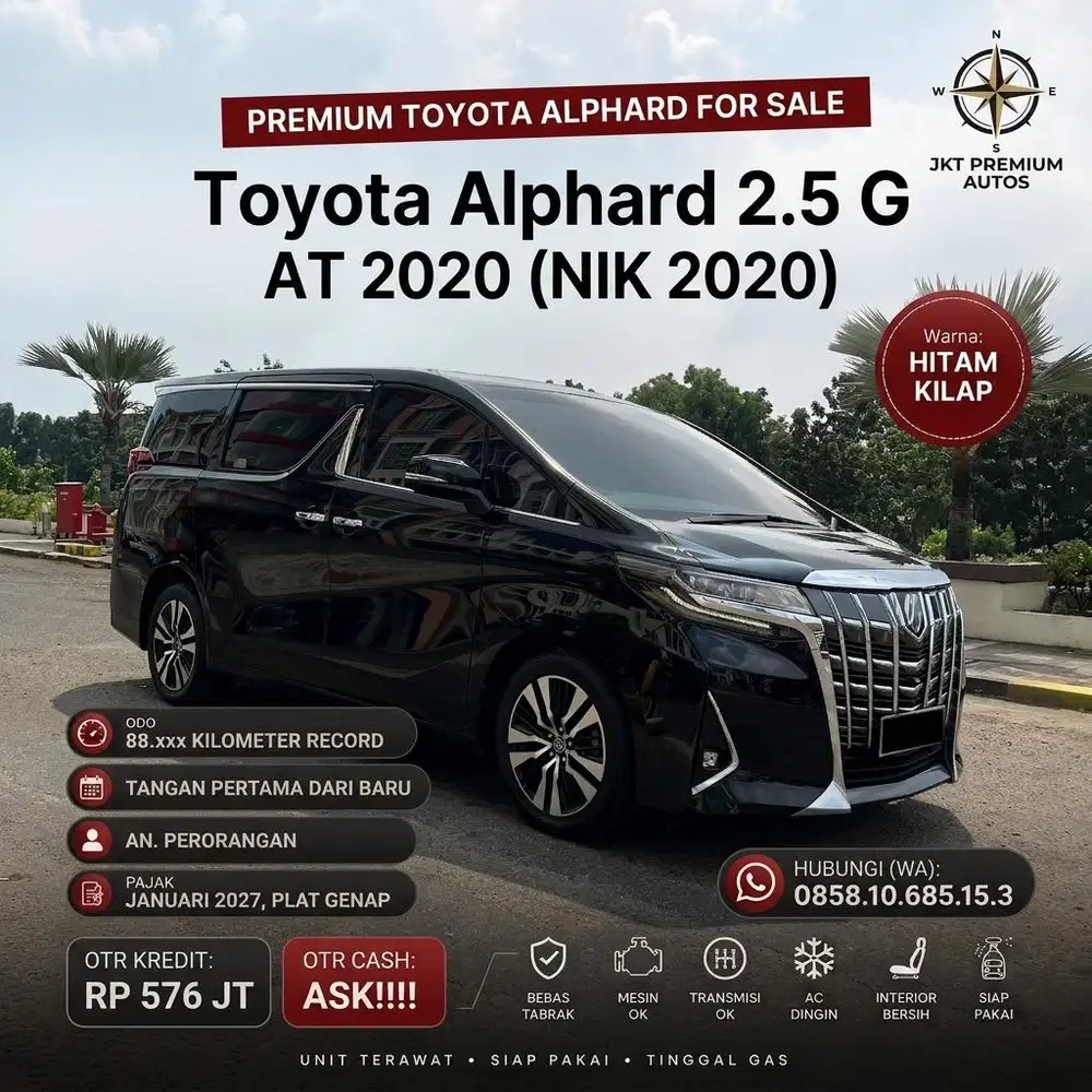 Toyota Alphard 2.5 G AT 2020 Black on Black Hitam