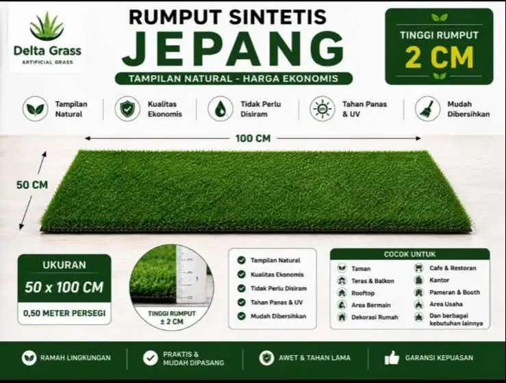 Rumput Sintetis Jepang Biasa 2CM 50x100 CM | Artificial Grass Natural