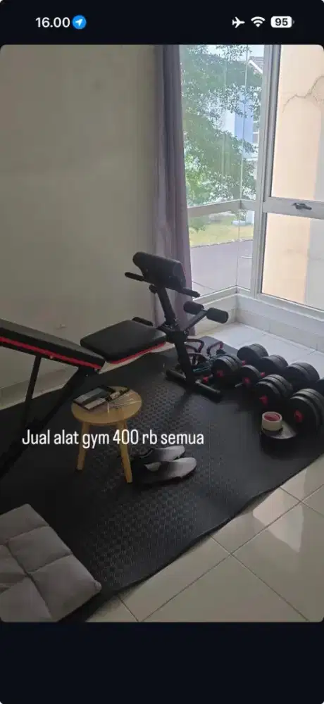 1 set alat gym kursi dan barbel