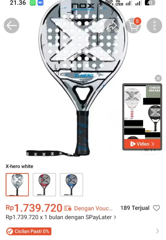 Dijual raket Nox X-Hero new mulus