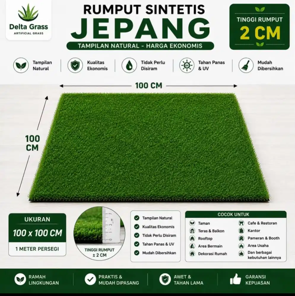 umput Sintetis Jepang Biasa 2CM 100x100 CM | Artificial Grass Natural