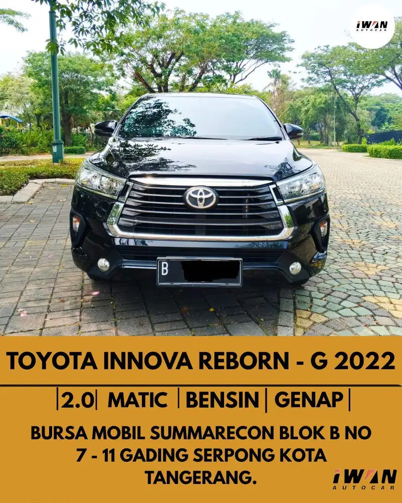2022 TOYOTA INNOVA REBORN G 2.0 BENSIN AT