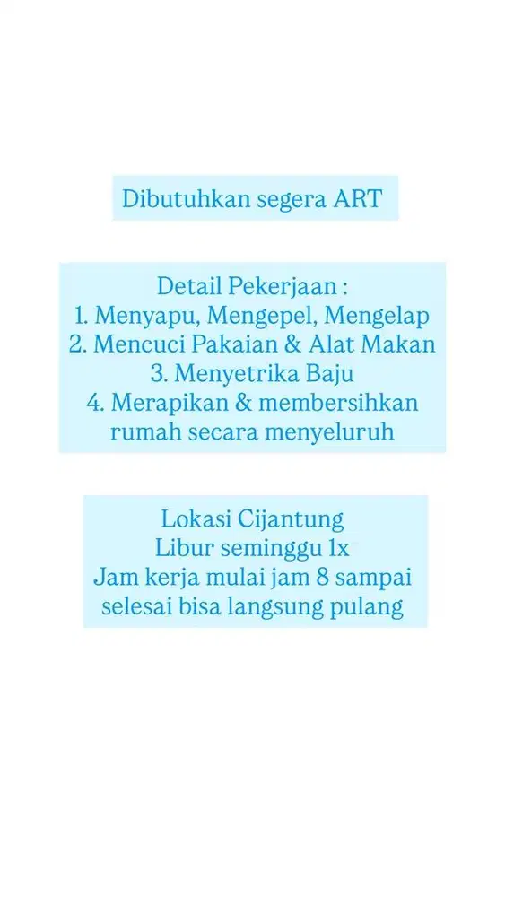 DIBUTUHKAN ART SEGERA