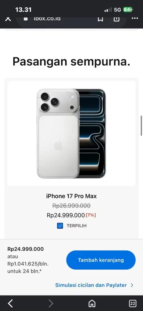 Jual iphone 17 promax warna silver