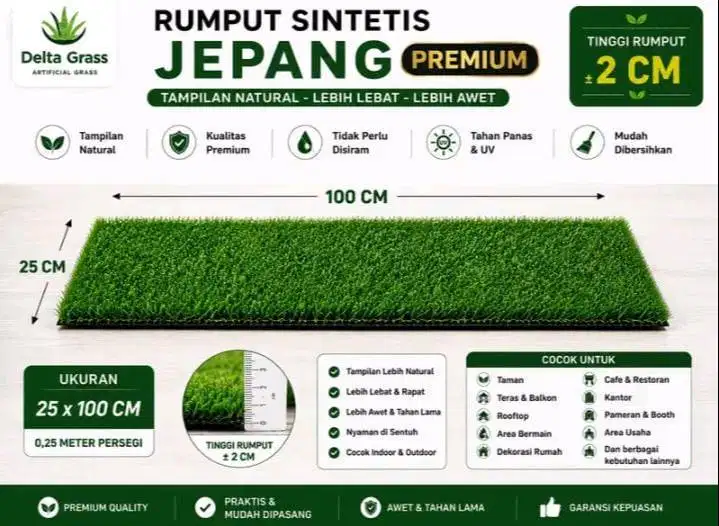 Rumput Sintetis Jepang Premium 2CM 25x100 CM | Artificial Grass Jepang