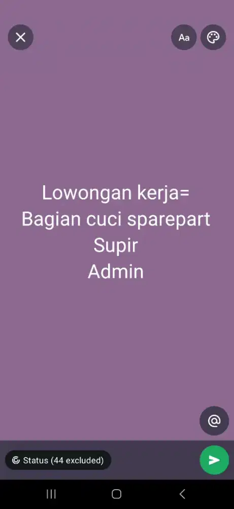 Lowongan kerja bagian cuci sparepart, supir engkel dan admin
