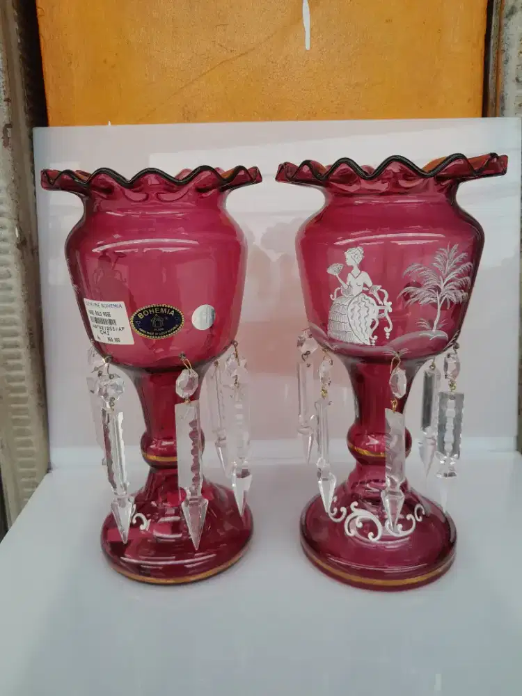 Bohemia Cranberry Glass Mary Gregory Original