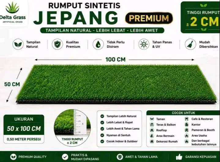 Rumput Sintetis Jepang Premium 2CM 50x100 CM | Artificial Grass Jepang