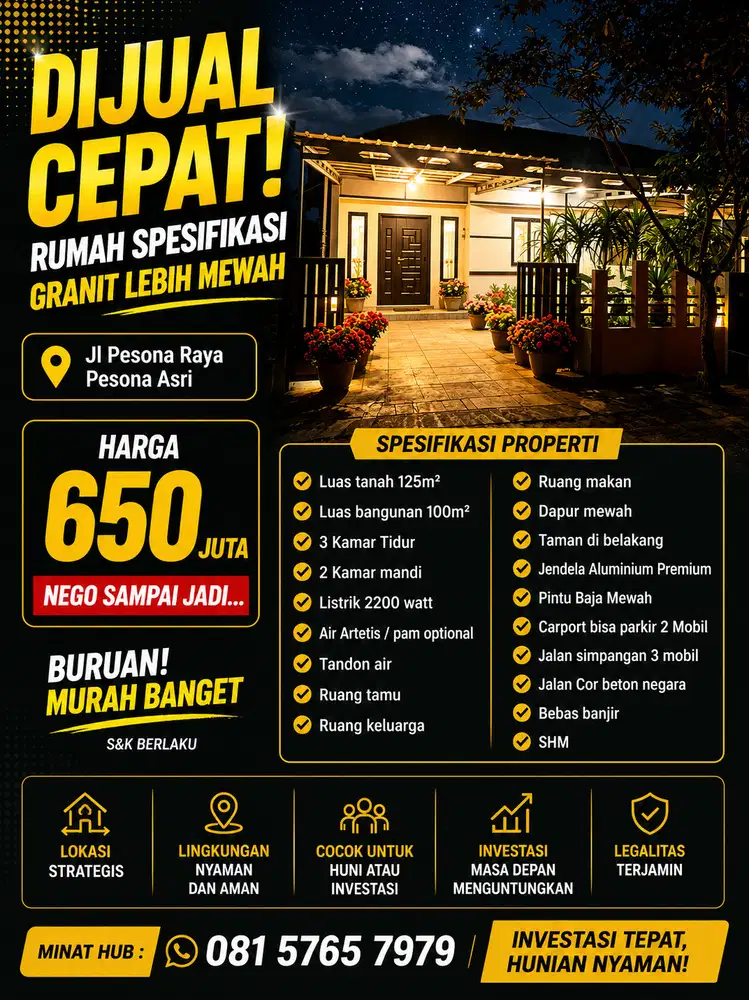 DIJUAL RUMAH PEDURUNGAN MURAH VIEW BAGUS DIBAWAH HARGA PASAR SEGERA