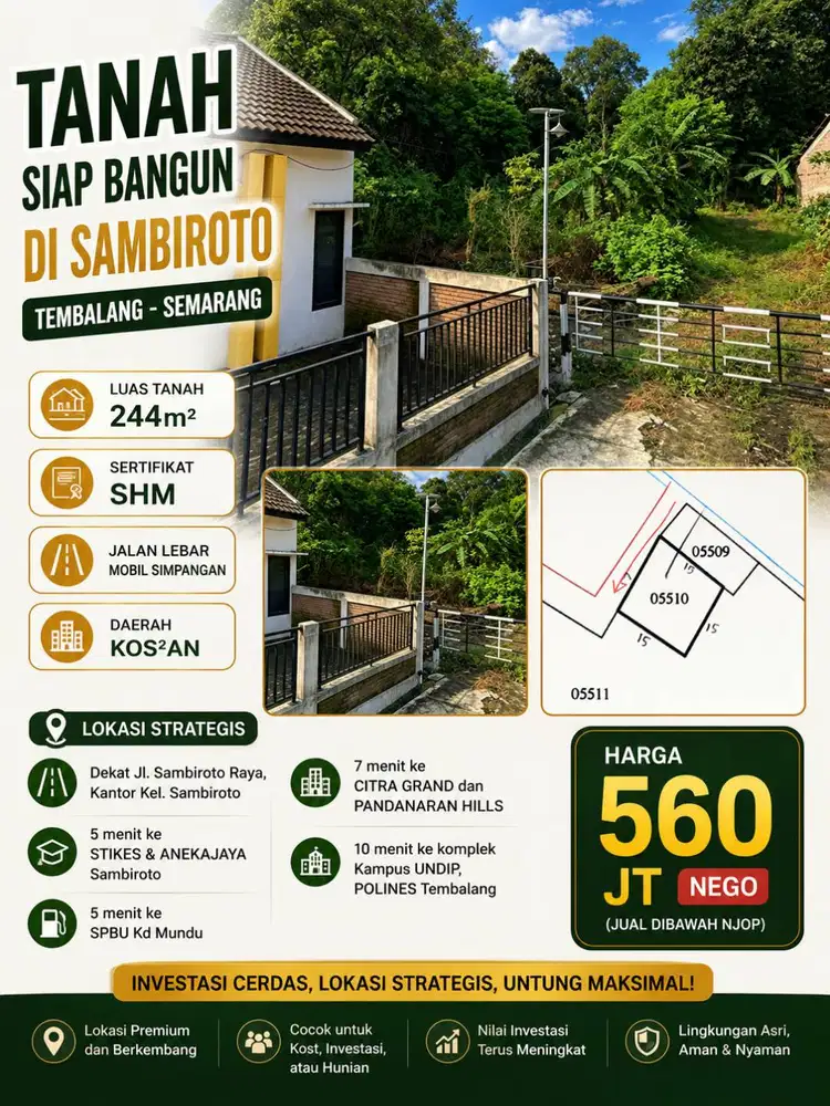 DIJUAL TANAH TEMBALANG SAMBIROTO DIBAWAH HARGA PASAR CEPAT SEGERA
