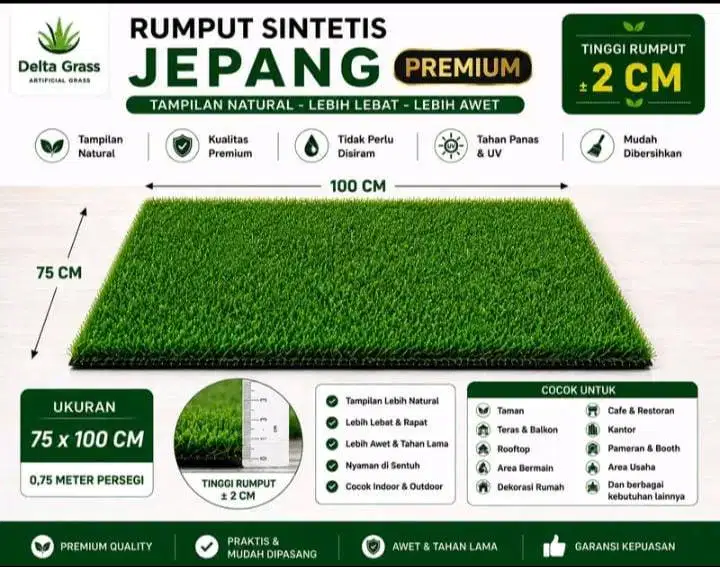 Rumput Sintetis Jepang Premium 2CM 75x100 CM | Artificial Grass Jepang