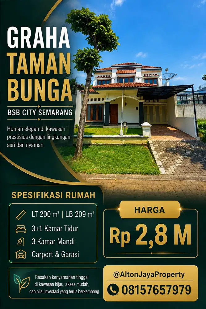 DIJUAL GRAHA TAMAN BUNGA LUAS MURAH DIBAWAH HARGA PASAR CEPAT SEGERA