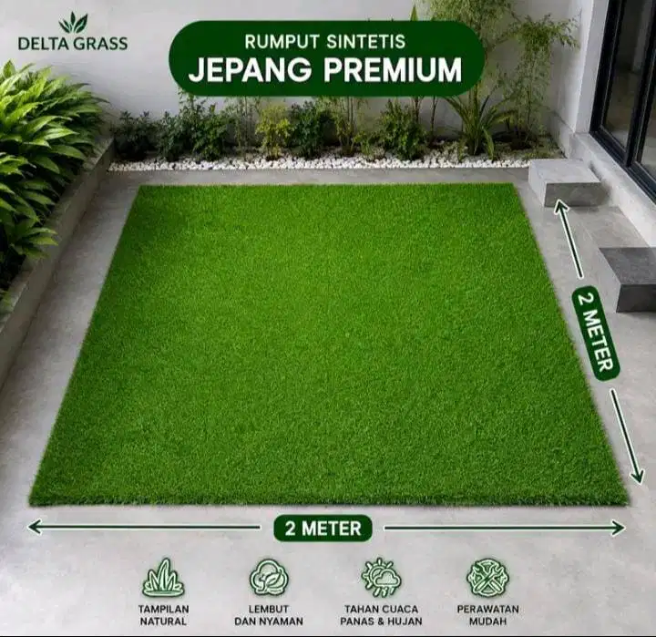 Rumput Sintetis Jepang Premium 2x2 Meter – Rumput Artificial Taman Hij