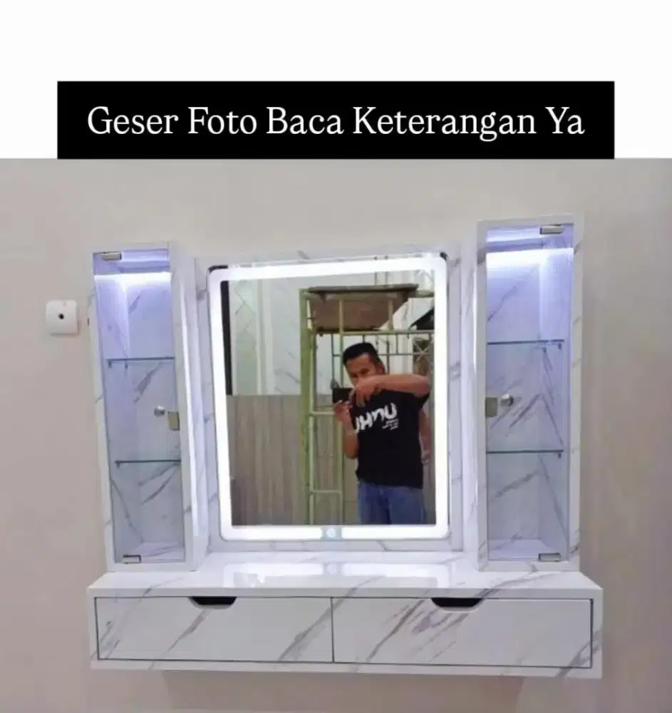 Cermin Rias Lampu LED Touchscreen 100x35