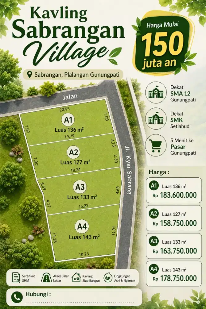 TANAH STRATEGIS PINGGIR JALAN ASPAL DEKAT BANYAK FASILITAS UMUM SHM