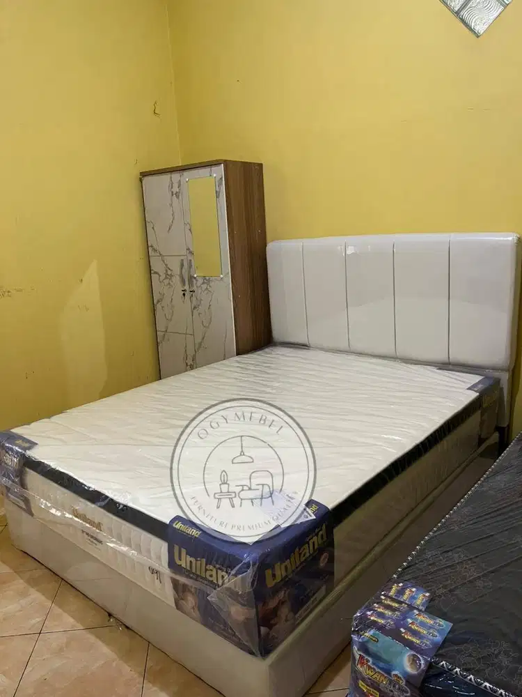 PROMO SET SPRINGBED DIVAN UK 160 MERK UNILAND PLUSHTOP TERMURAH SALE