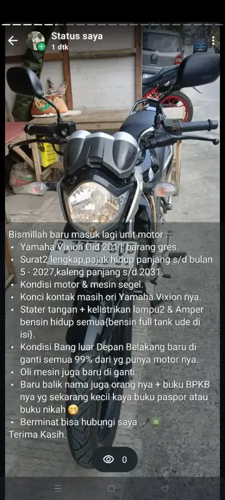 Yamaha Vixion Old 2011,pajak hidup.
