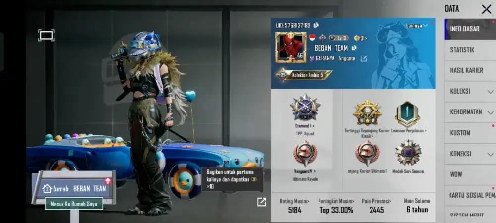 Akun pubg mobile 5 outfit ultimate