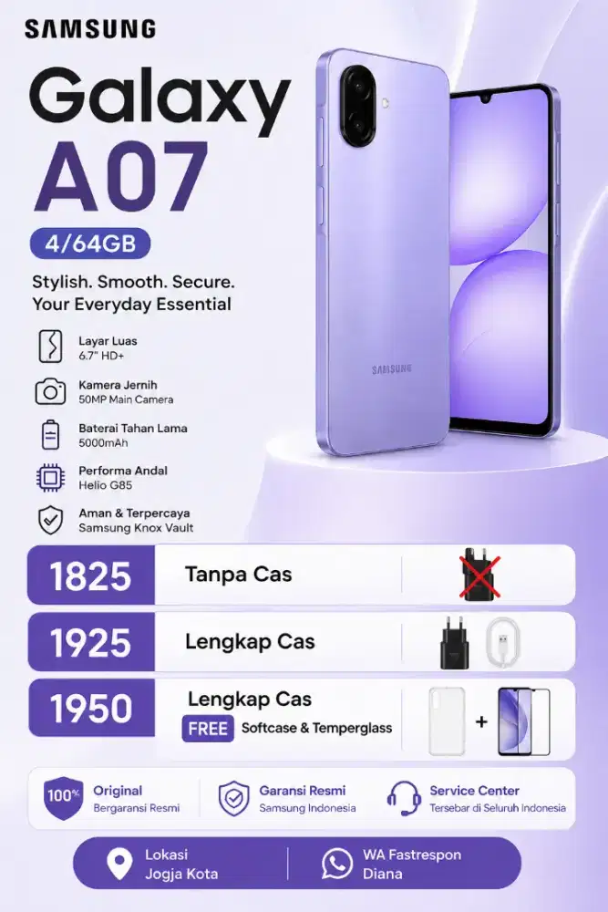 Samsung A07 4/64 New  Bergaransi Resmi Siap Antar