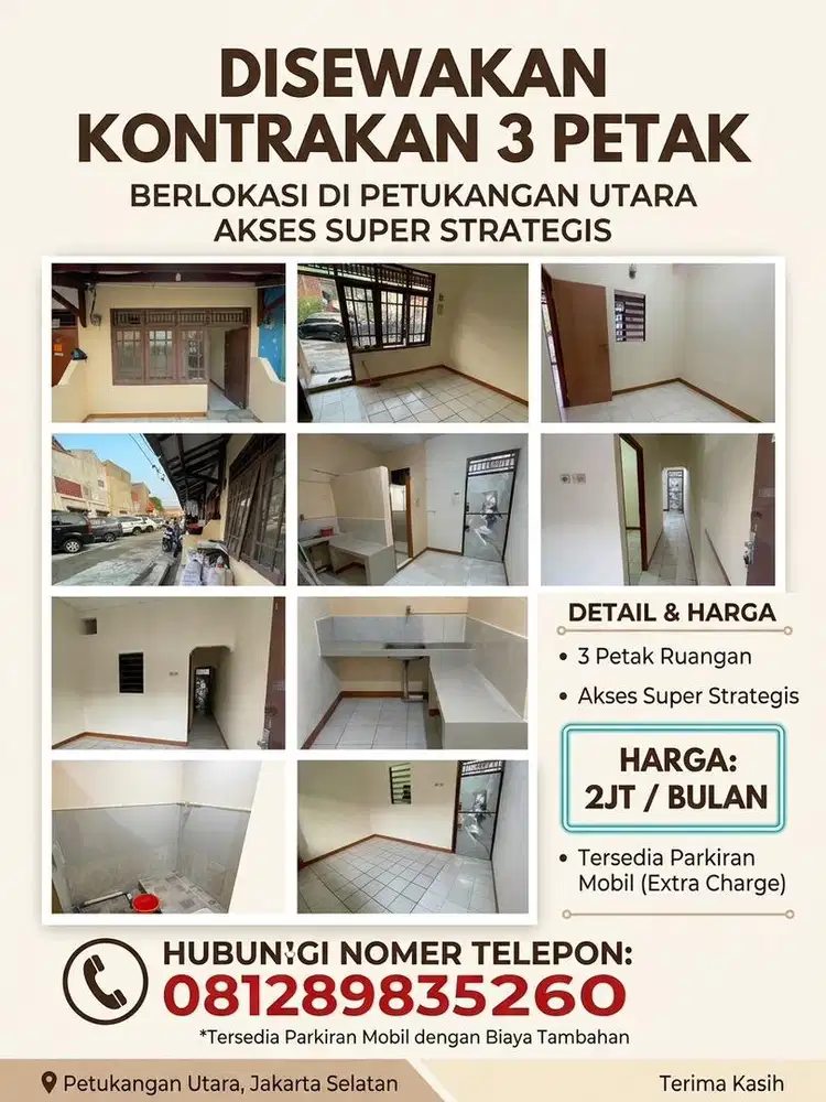 Disewakan Kontrakan 3 Petak Strategis di Petukangan Utara, Jaksel