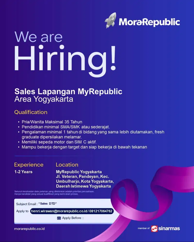 Sales Lapangan Wifi Myrepublic