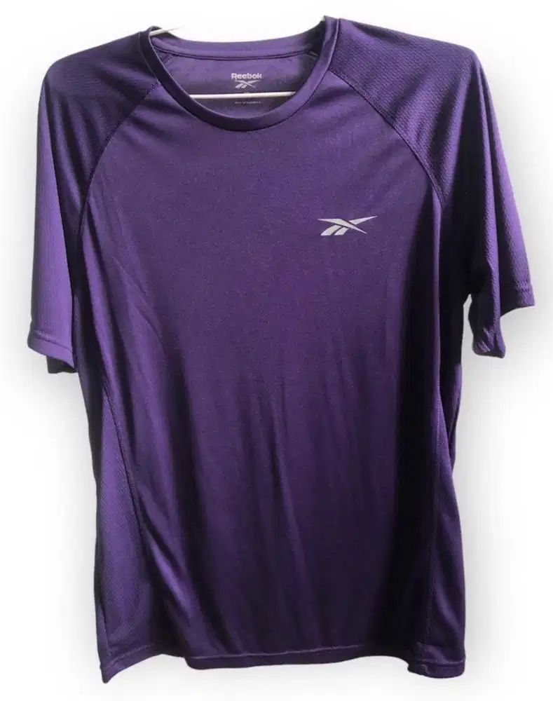 kaos tshirt dry fit reebok ungu xl