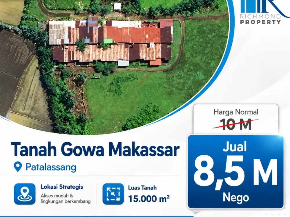 Dijual Murah Tanah Luas Tanah 31,250 m2, di Kabupaten Gowa, Makassar, Dekat dengan Villa Puncak Mario dan Villa Firdaus Nego!!