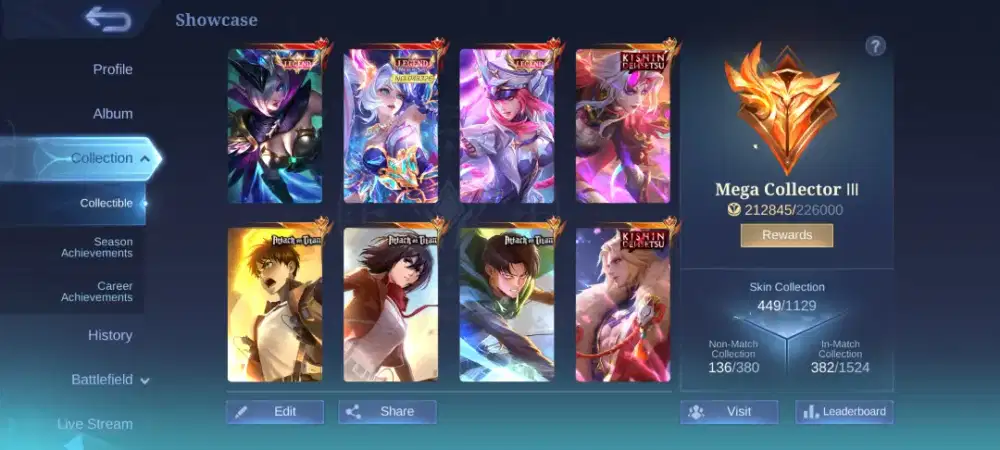 Akun MLBB Mega Collector 3