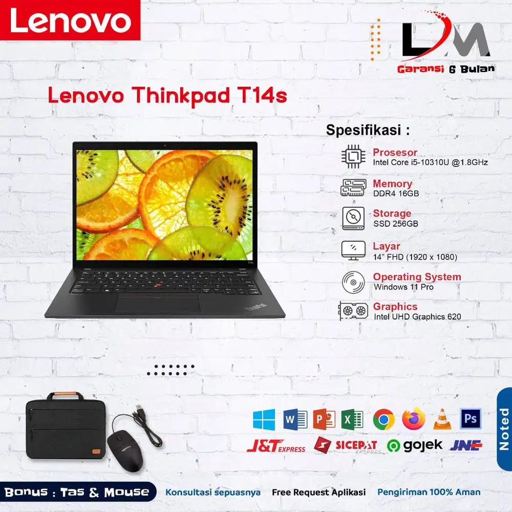 Lenovo Thinkpad T14s G1 Intel i5-10210U Ram 8GB SSD 256GB Win 11 Mulus