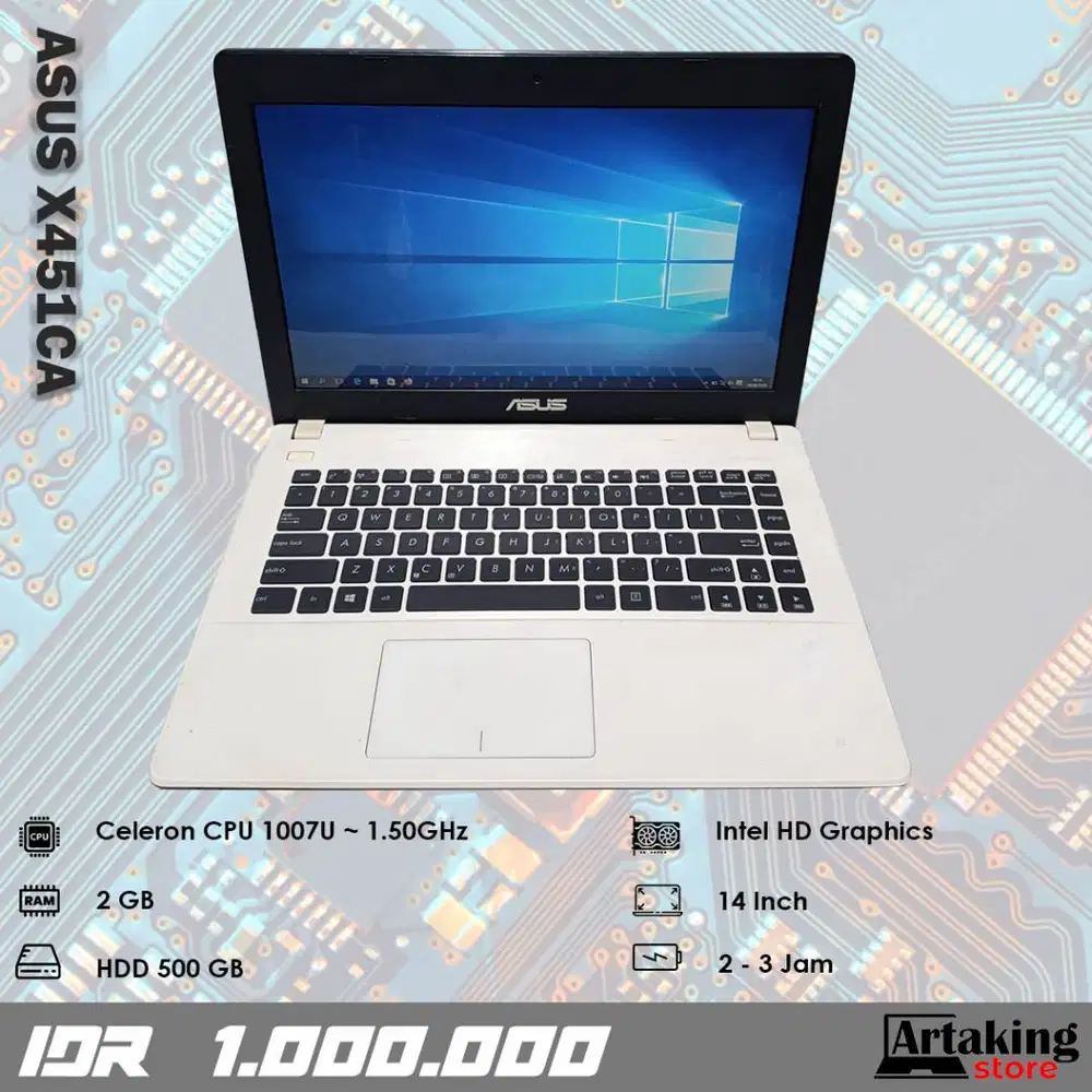 Asus X451CA - Celeron 1007U - Ram 2 GB - Normal Siap Pakai Bekas