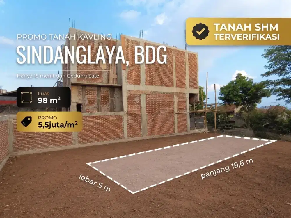 Tanah Kavling SHM 98 m² Arcamanik Sindanglaya Bandung 539 Juta