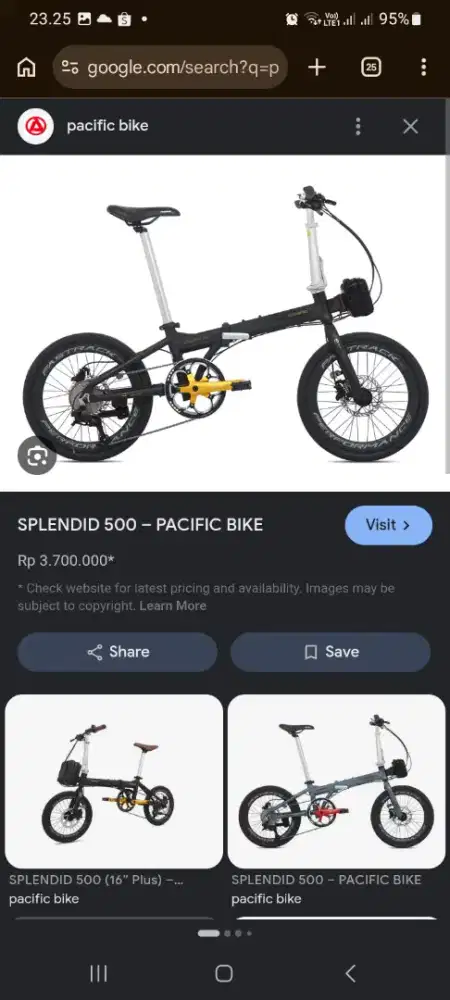 PACIFIC BIKE , Tipe: Pacific Splendid 500, Ukuran Roda: Versi 16 inci