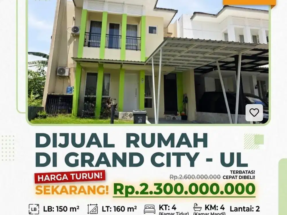 DIJUAL RUMAH DI GRAND CITY – LOKASI STRATEGIS