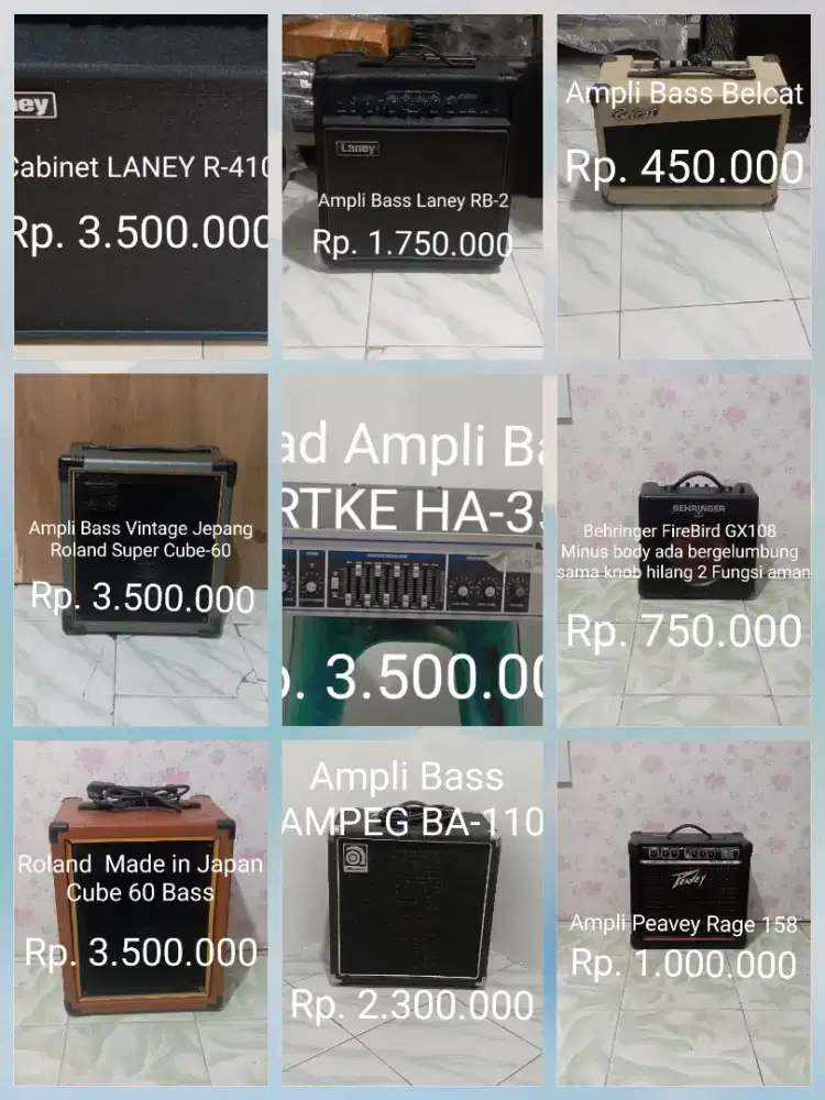 Gitar, bass dan ampli gitar dan bass, harga sdh tercantum